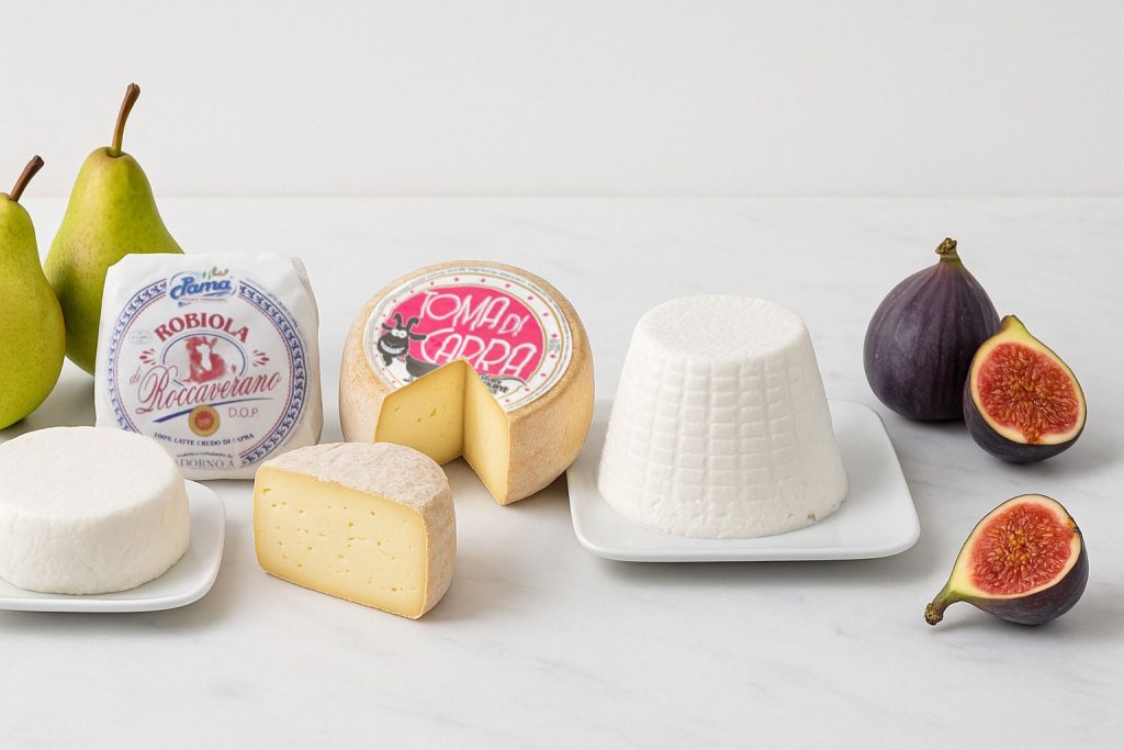 La selezione di formaggi caprini Pama, prodotti esclusivamente con latte di capra Piemontese